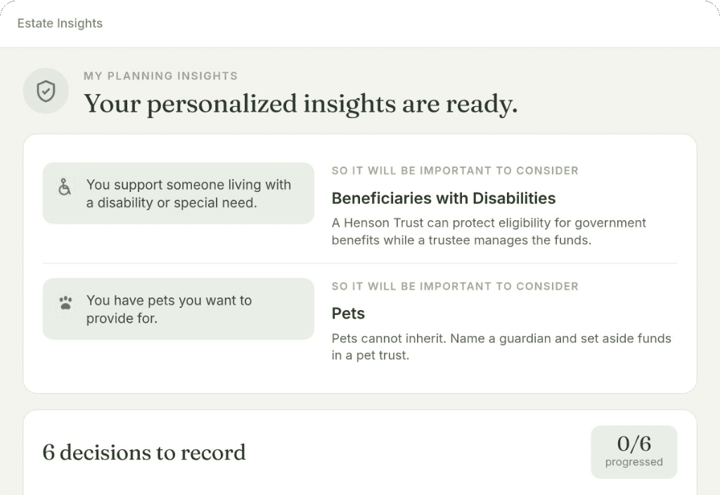 Estate Planning Insights. Find your gaps, get a plan.