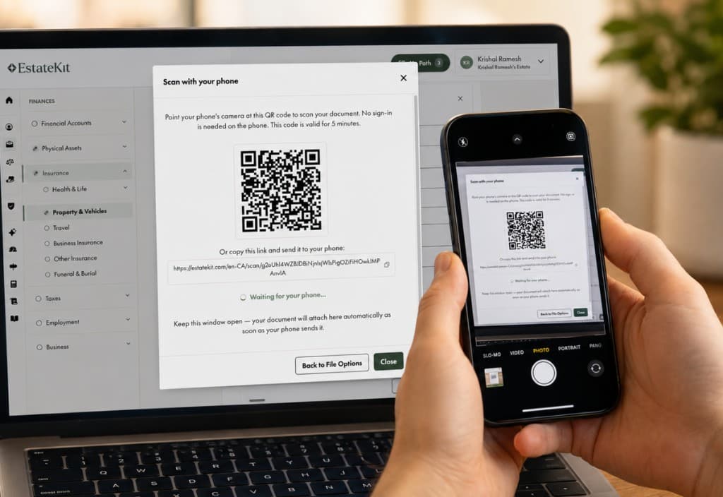 Scan with your phone. Paper becomes an upload in seconds.